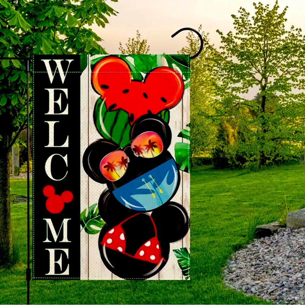 New Welcome summer Mickey Mouse Garden Flag Disney Minnie Mouse double sided
